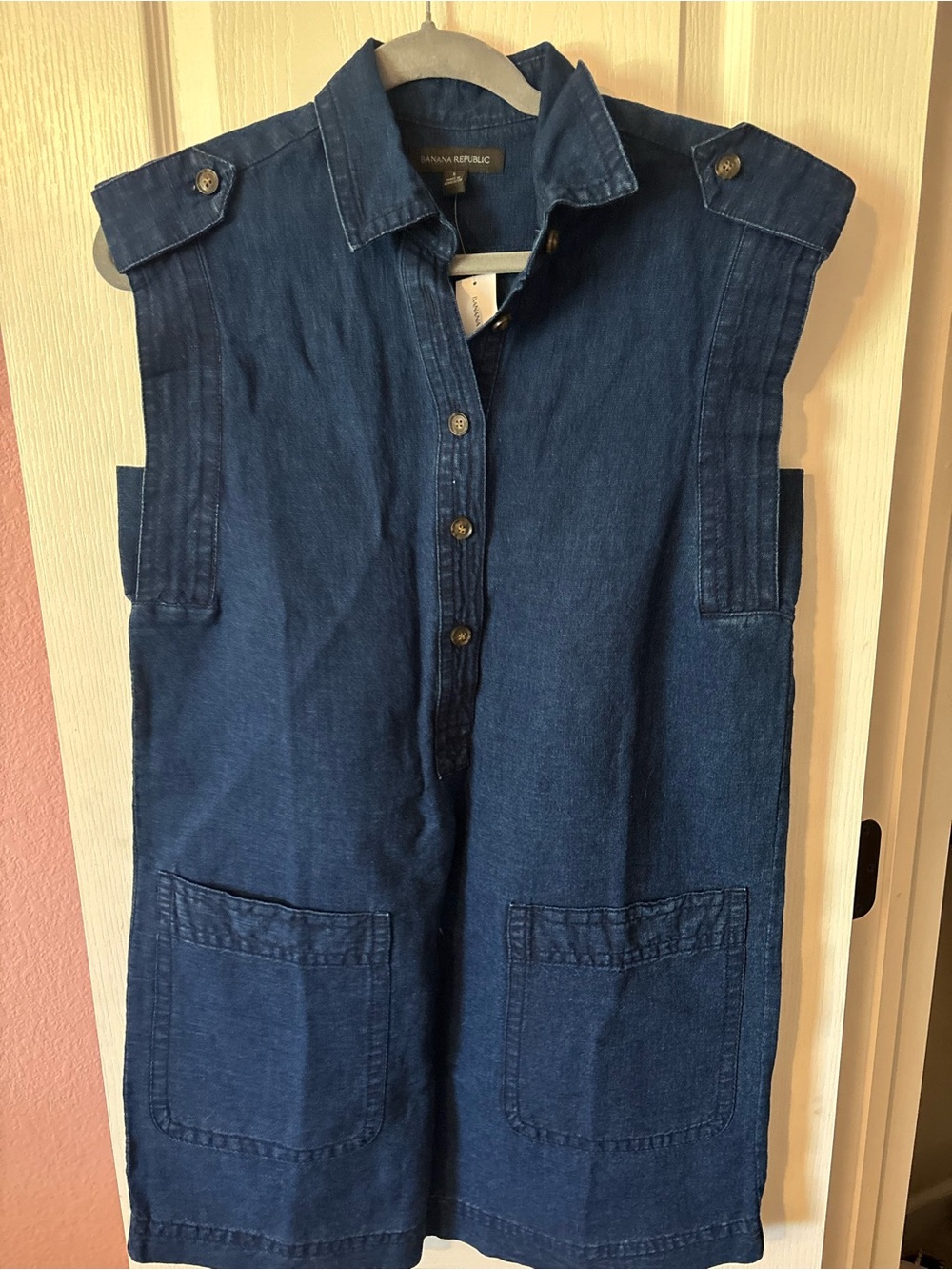 Banana Republic Indigo Denim Sleeveless Shirt Dress